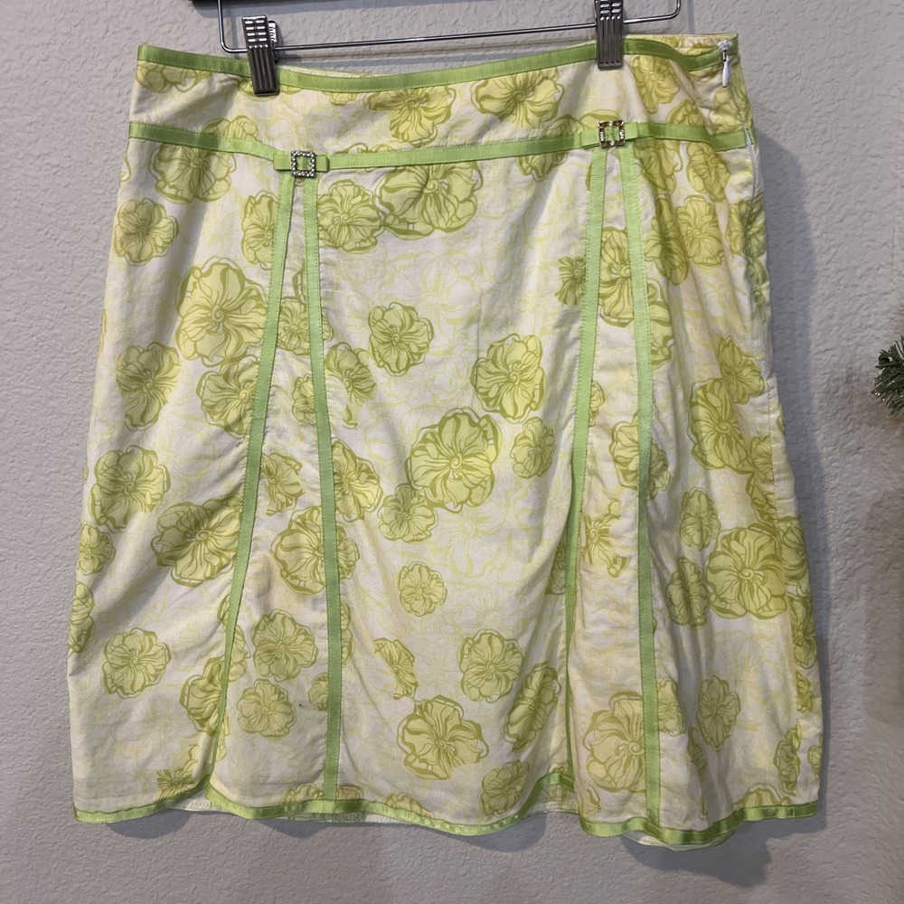 Versailles Y2k Vintage  GRN/YELLOW Trop Midi Skirt Dainty Cottage-Core 14